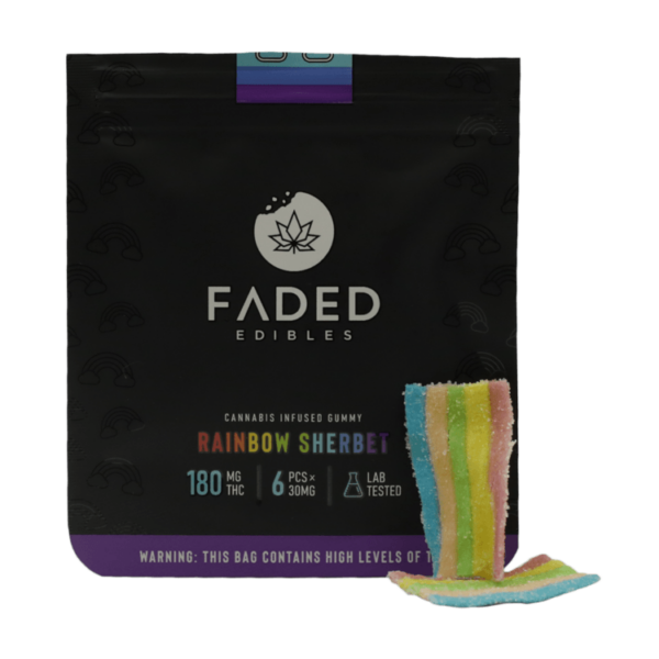 Faded Edibles – Rainbow Sherbet – 180mg | Budderweeds Canada