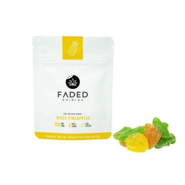 Faded Edibles – CBD 150mg Diced Pineapples | Budderweeds Canada
