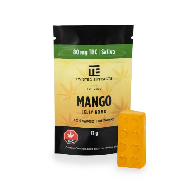 Twisted Extracts- Mango Jelly bomb – SATIVA – 80MG THC | Budderweeds Canada
