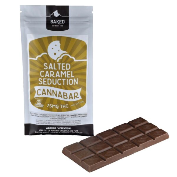 Baked Edibles – Chocolate Bar – Salted Caramel Seduction 75mg THC | Budderweeds Canada