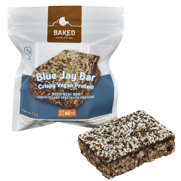 Baked Edibles – Crispy Vegan Blue Jay Bar 40mg THC | Budderweeds Canada
