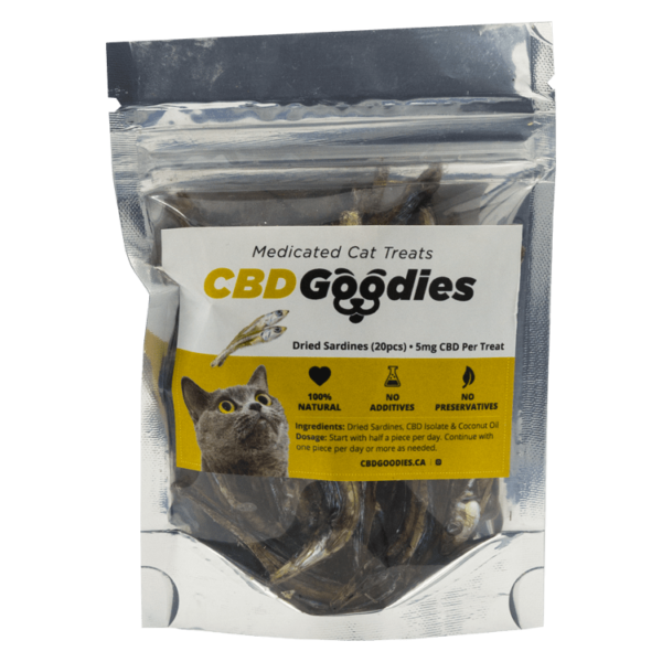 CBD Goodies – Medicated Cat Treats – Dried Sardines – 100mg CBD | Budderweeds Canada