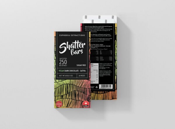 Euphoria Extractions – Shatter Bars – Vegan Dark Chocolate (Sugar Free) – Sativa – 250mg THC | Budderweeds Canada