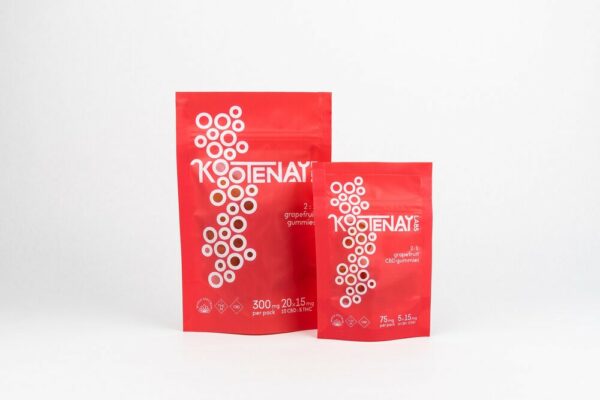 Kootenay Labs – 2:1 Gummies – Grapefruit (10mgCBD/5mgTHC) – 75mg | Budderweeds Canada