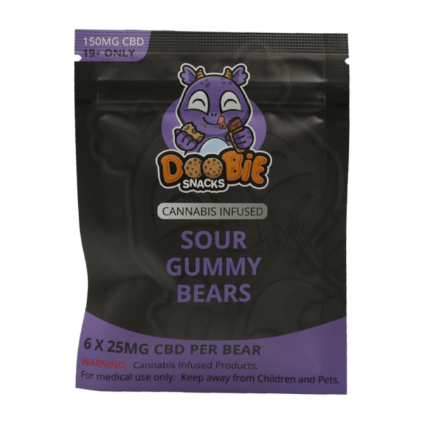 Doobie Snacks – CBD Sour Gummy Bears – 150mg CBD | Budderweeds Canada