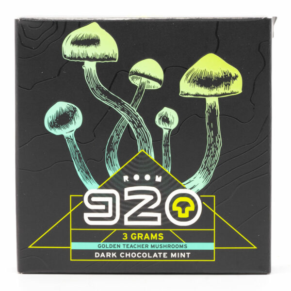 Room 920 – Mushroom Chocolate Bar – Dark Chocolate Mint – 3 grams | Budderweeds Canada