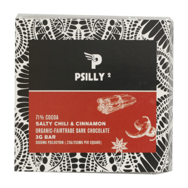 Psilly – Dark Chocolate Bar – Salty Chili & Cinnamon | Budderweeds Canada
