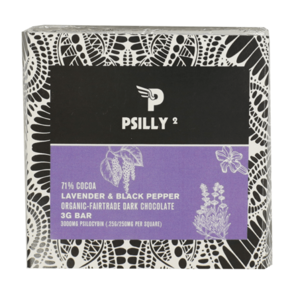 Psilly – Dark Chocolate Bar – Lavender & Black Pepper | Budderweeds Canada