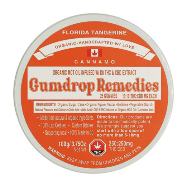Gumdrop Remedies – Florida Tangerine 1:1 Gummies – 250mg THC/250mg CBD | Budderweeds Canada