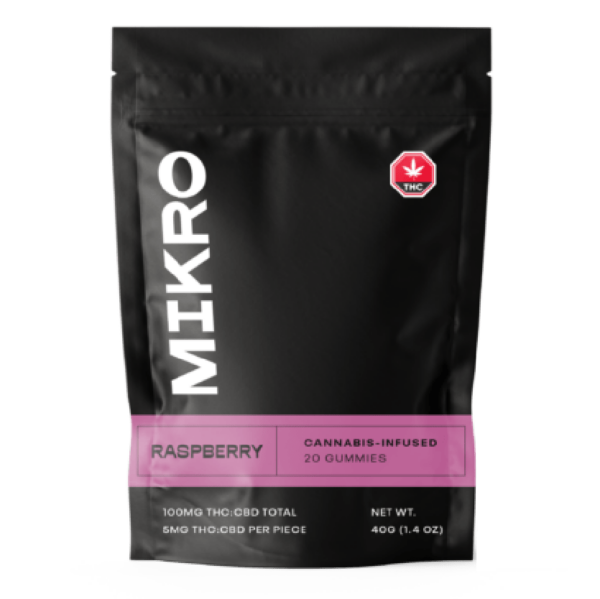 Mikro – 1:1 THC/CBD Gummies – 100mg – Raspberry | Budderweeds Canada
