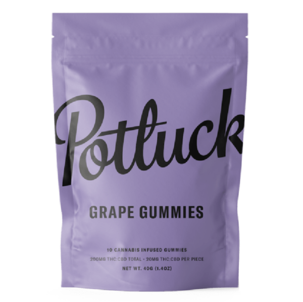 Potluck Extracts – Grape Gummies (1:1) – 100mg THC / 100mg CBD | Budderweeds Canada