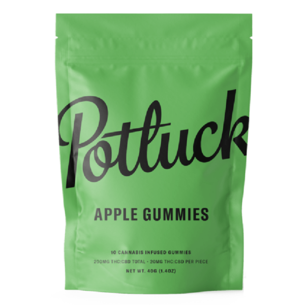 Potluck Extracts – Apple Gummies (1:1) – 100mg THC / 100mg CBD | Budderweeds Canada